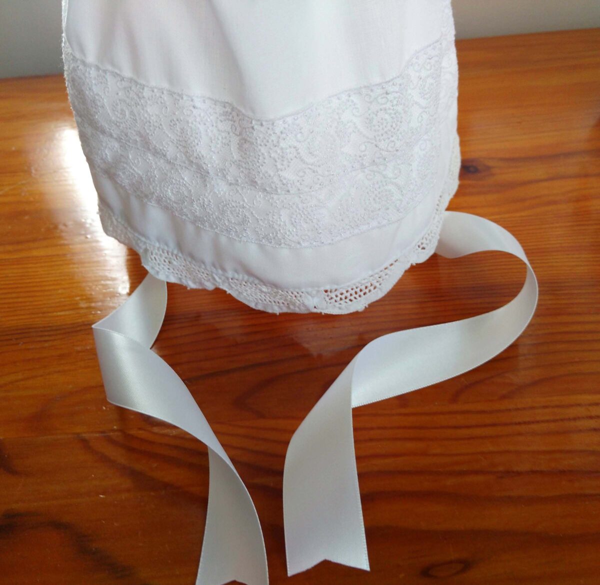 Baby Christening Bonnet with Tulle Lace Trims 2