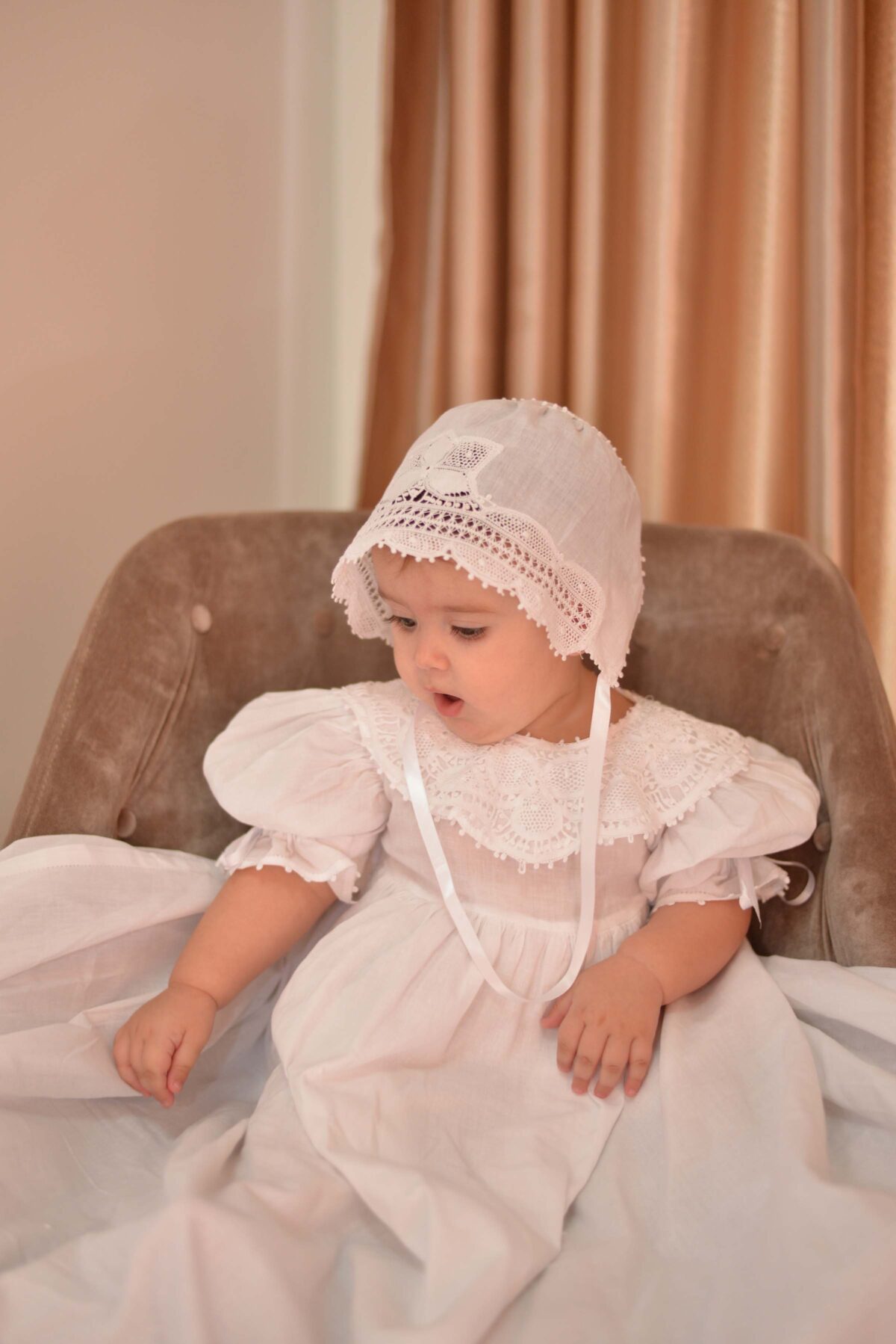 Baby Christening Gown Lace Bib 1