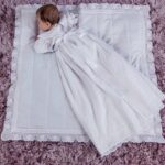 Baby Christening Gown Ruched Sleeves 2