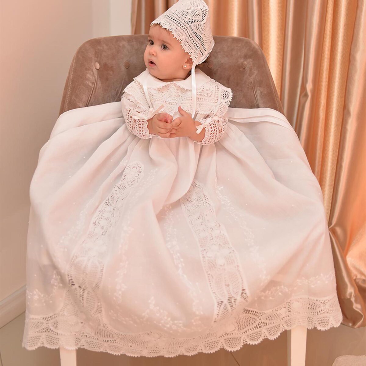 Long Sleeve Baby Christening Gown