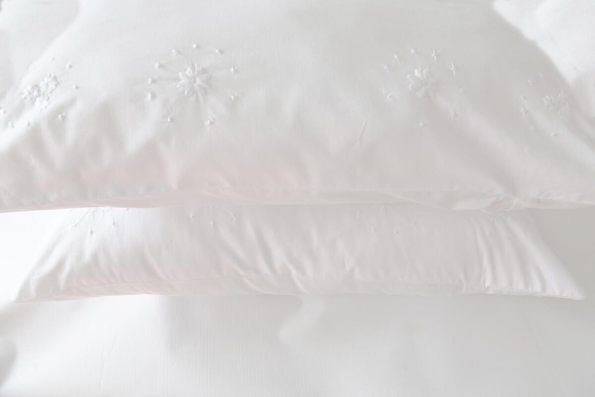 white percal 400 TC pillowcases hand embroidered