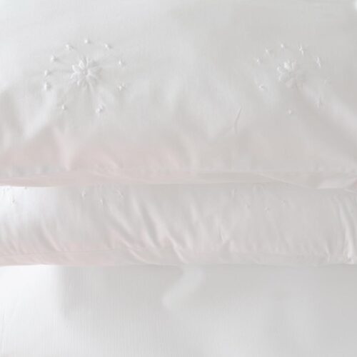 white percal 400 TC pillowcases hand embroidered