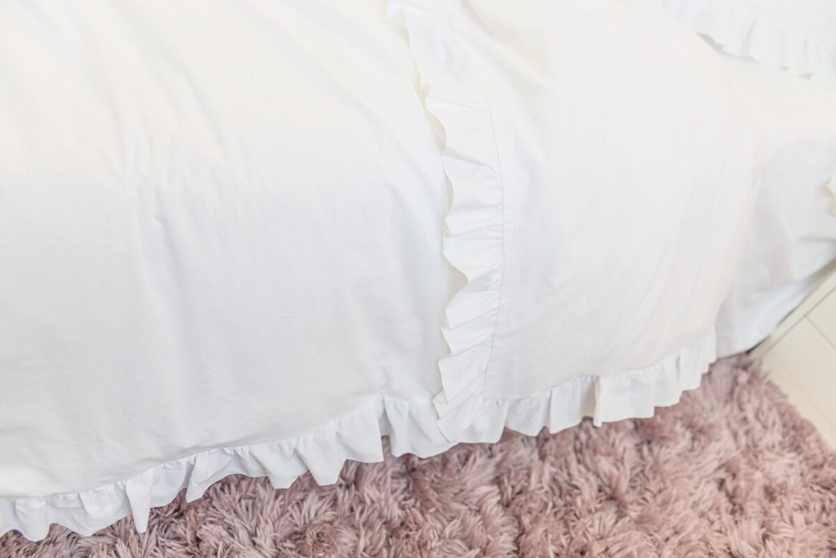 Pristine White Cotton Duvet Cover with White Ruffles and Frills 2