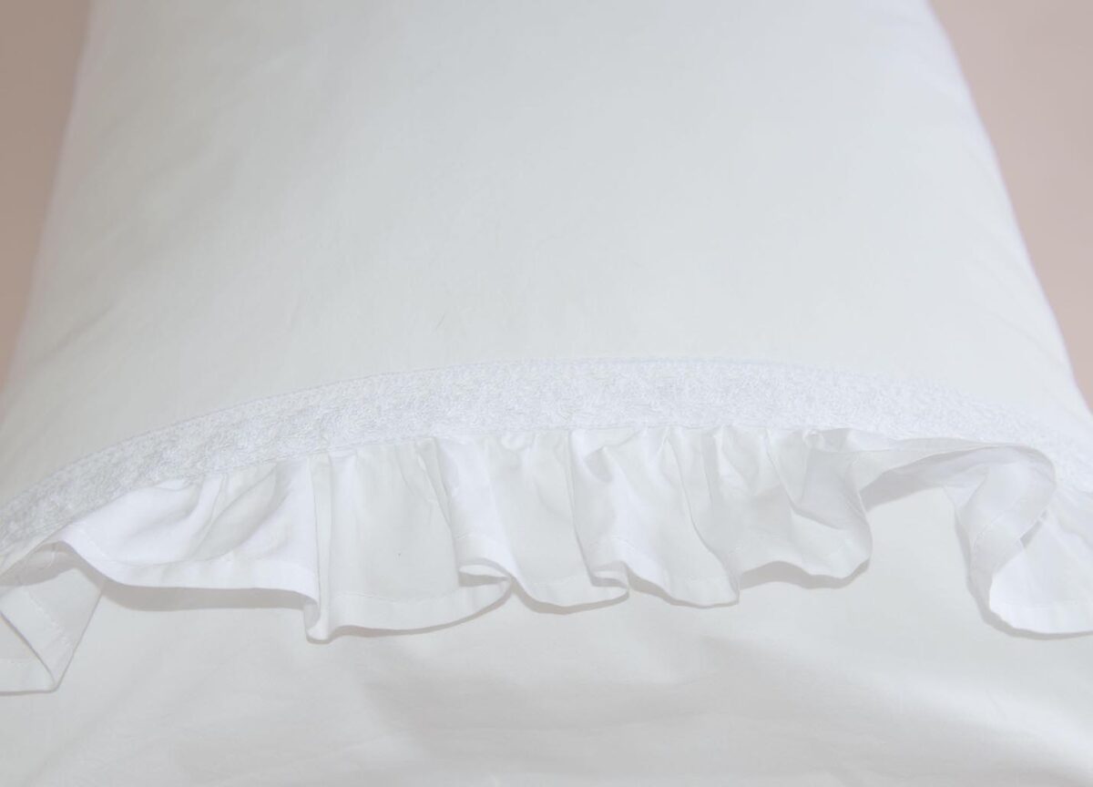 White Cotton Pillowcases Adorned with Ruffles - Image 2