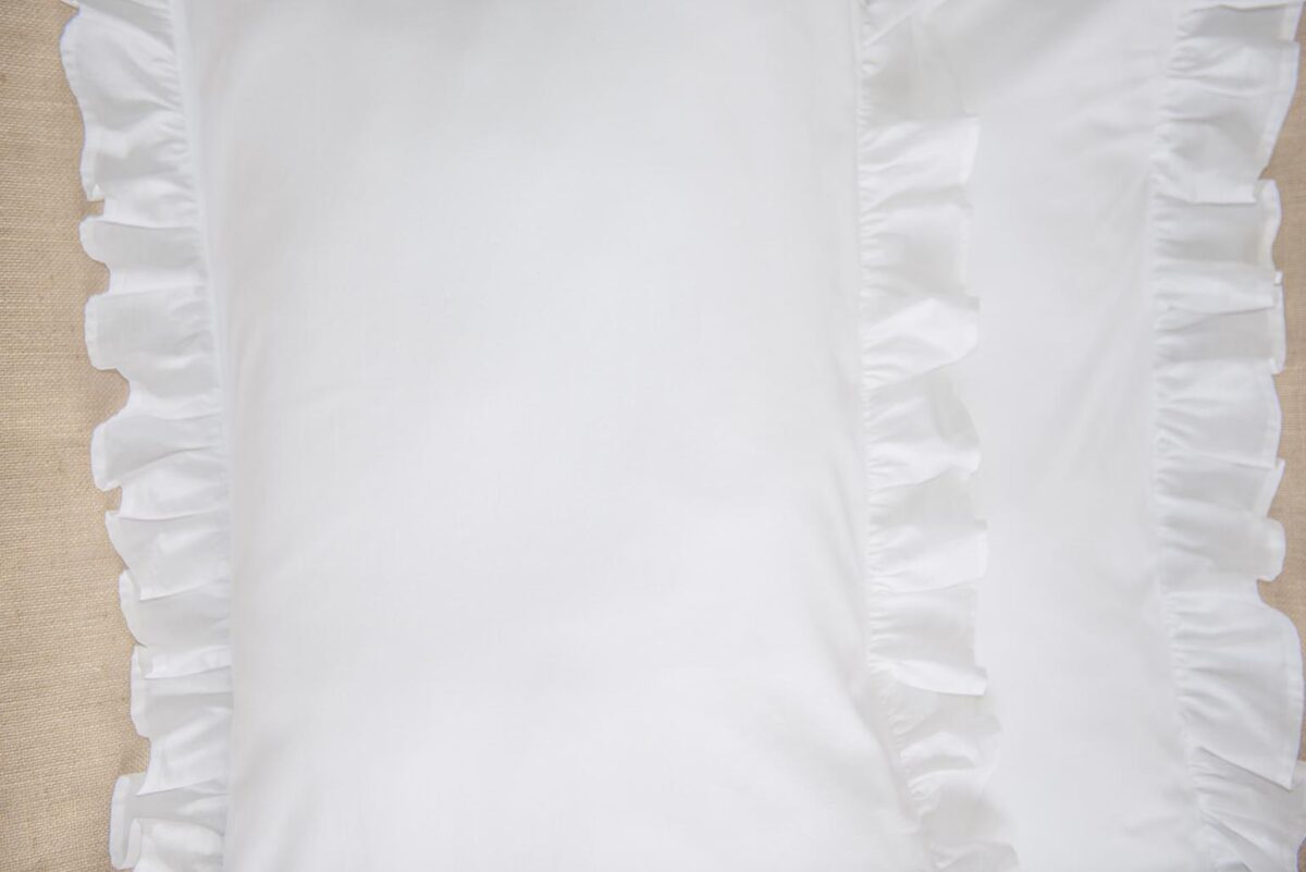 Cotton Pillowcases with Ruffles White Baby Pink Baby Blue - Image 6