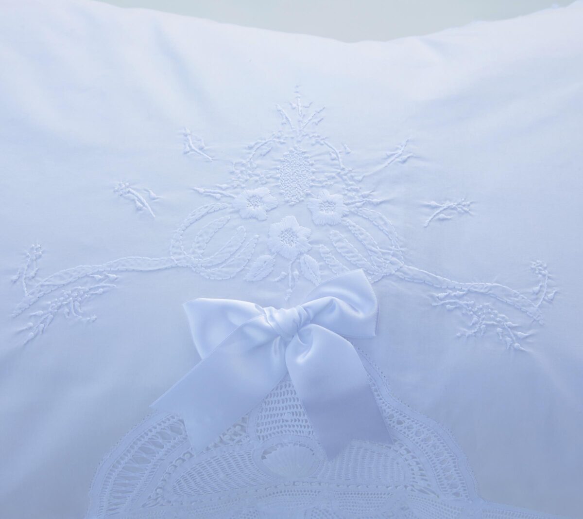 Luxury White Cotton Pillowcases Hand Embroidered  - Image 4