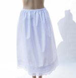 White Cotton Petticoat Adorned with Lace Trims and Pin Tucks