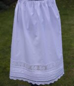 White Cotton Petticoat Adorned with Lace Trims and Pin Tucks - Image 2