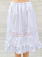 White Cotton Petticoat Adorned with Lace Trims - Image 3