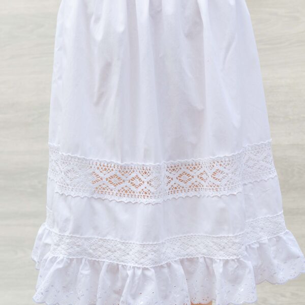 White Cotton Petticoat with Lace and Ruffles 6