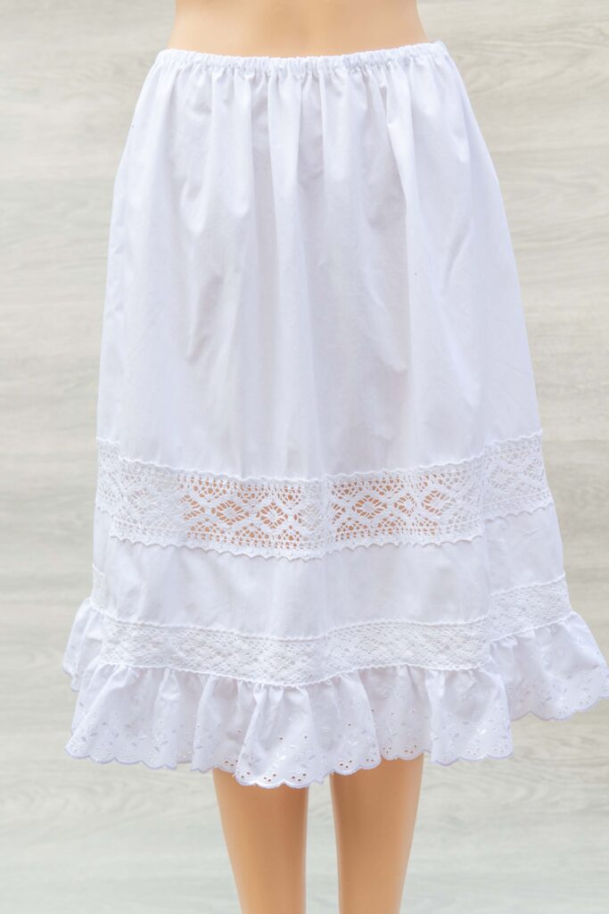 White Cotton Petticoat with Lace and Ruffles 6
