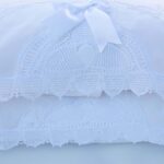 white cotton pillowcases embellished with hand made lace and hand embroidery