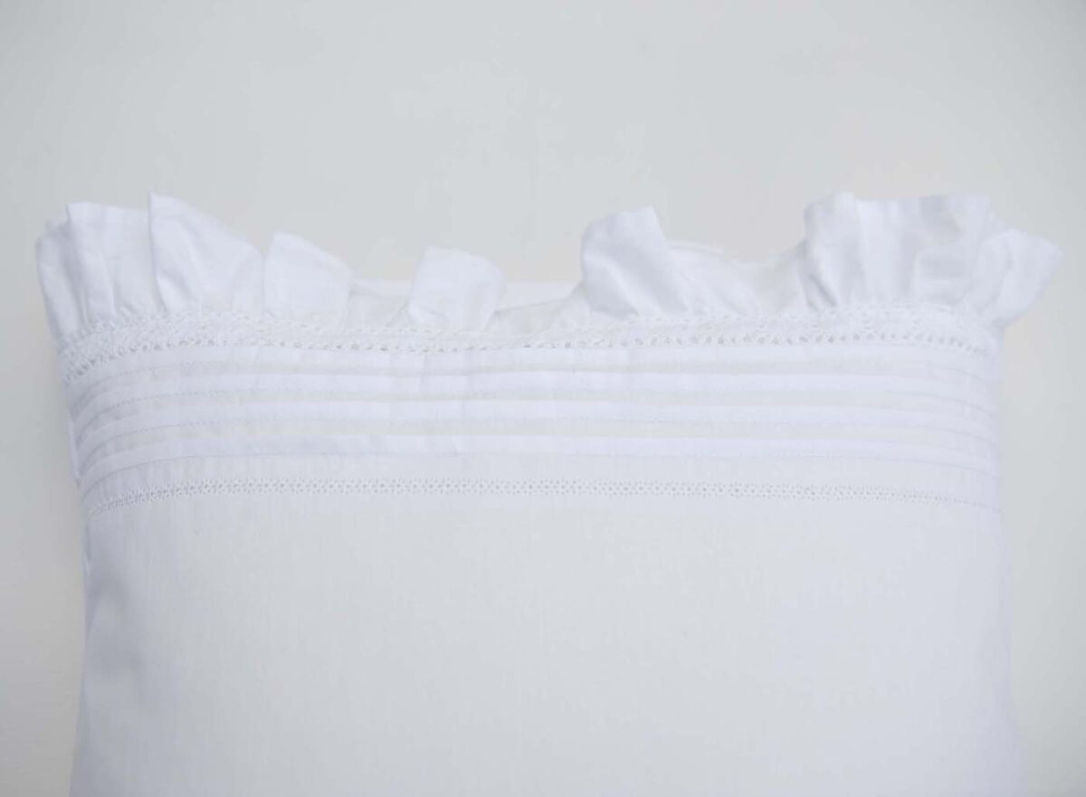 White Cotton Pillowcases Adorned with Lace Trims - Image 6