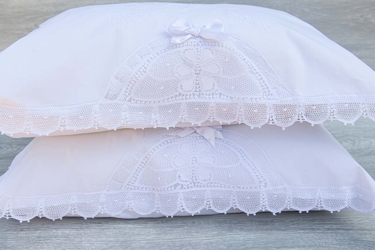 Luxury White Cotton Pillowcases Hand Embroidered  - Image 2