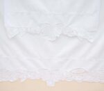 white cotton baby cot sheet set adorned with hand made lace and hand embroidery