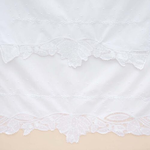 white cotton baby cot sheet set adorned with hand made lace and hand embroidery