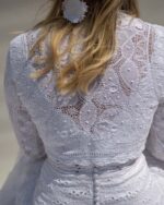 V Neck Lace Wedding Dress A-line Mid Train Size 12 - Image 5