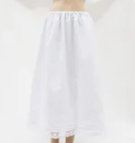 White Cotton Petticoat Adorned with Lace Trims and Pin Tucks