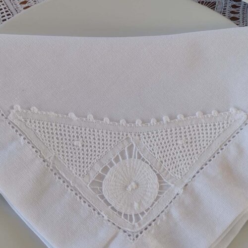 White Cotton Hand Embroidered Hemstitch Napkins