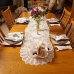 White Lace Table Runner Lavishly Embellished with Hand Embroidery and Hand Made Lace
