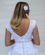 V Neck Lace Wedding Dress A-line Mid Train Size 12 - Image 7