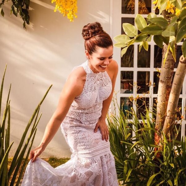 Bespoke Handmade Lace Wedding Dress Turtleneck