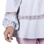 White Cotton Puff Sleeve Blouse with Bobbin Lace - Image 10
