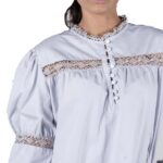 White Cotton Puff Sleeve Blouse with Bobbin Lace - Image 9