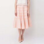 Flared Cotton Midi Skirt Adorned with Bobbin Lace Trims - Image 2