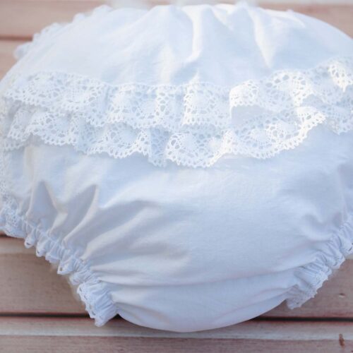 bespoke white cotton girls and women frilly knickers with lace trims