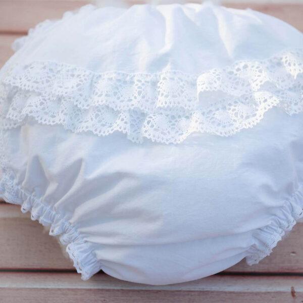 bespoke white cotton girls and women frilly knickers with lace trims