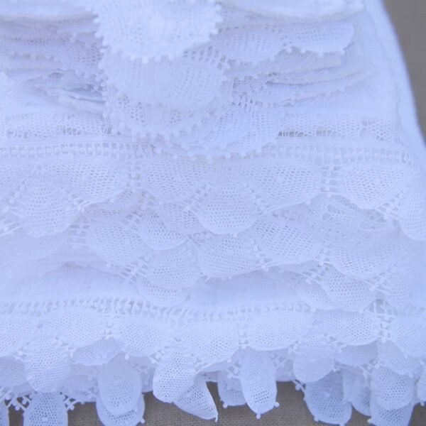 White Bath and Hand Towels embellished with wide handmade lace trims