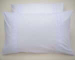 White Cotton Pillow Covers with Handmade Lace Trims Across the Front - Image 2