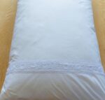 White Cotton Pillow Covers with Handmade Lace Trims Across the Front - Image 5