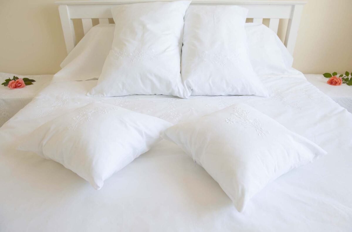 White Cotton Pillowcases Hand Embroidered