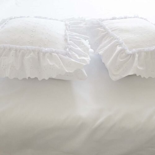 White Broderie Anglaise Cushion Covers with Wide Ruffles