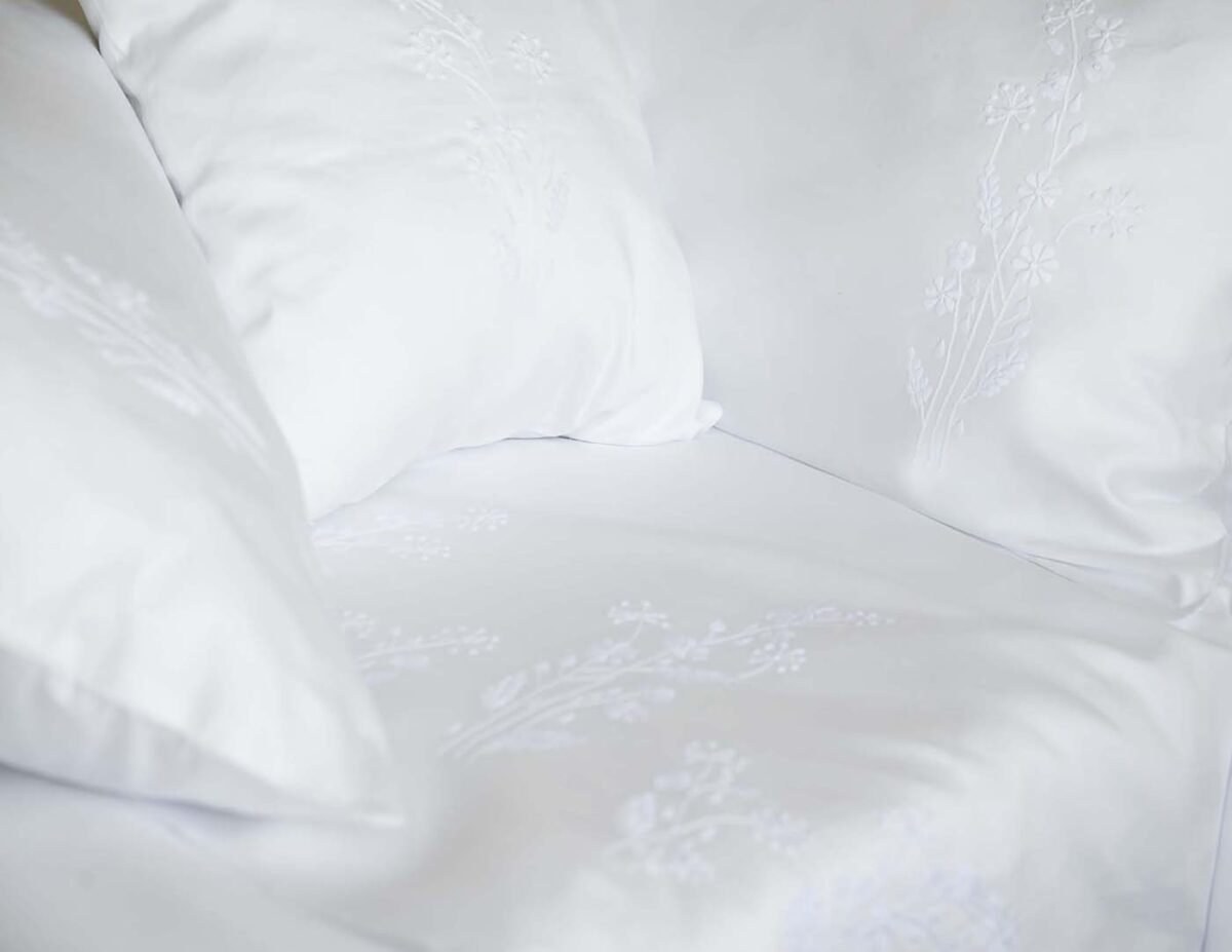 Bespoke White Cotton Hand Embroidered Cushion Covers - Image 3