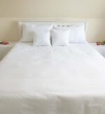 White Cotton Duvet Cover Hand Embroidered coordinating with pillowcases and cushion covers